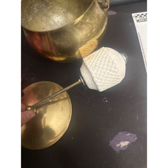 Vintage Brass Cauldron Fire Pot With Lid & Torch smudge pot - Picture 2 of 7